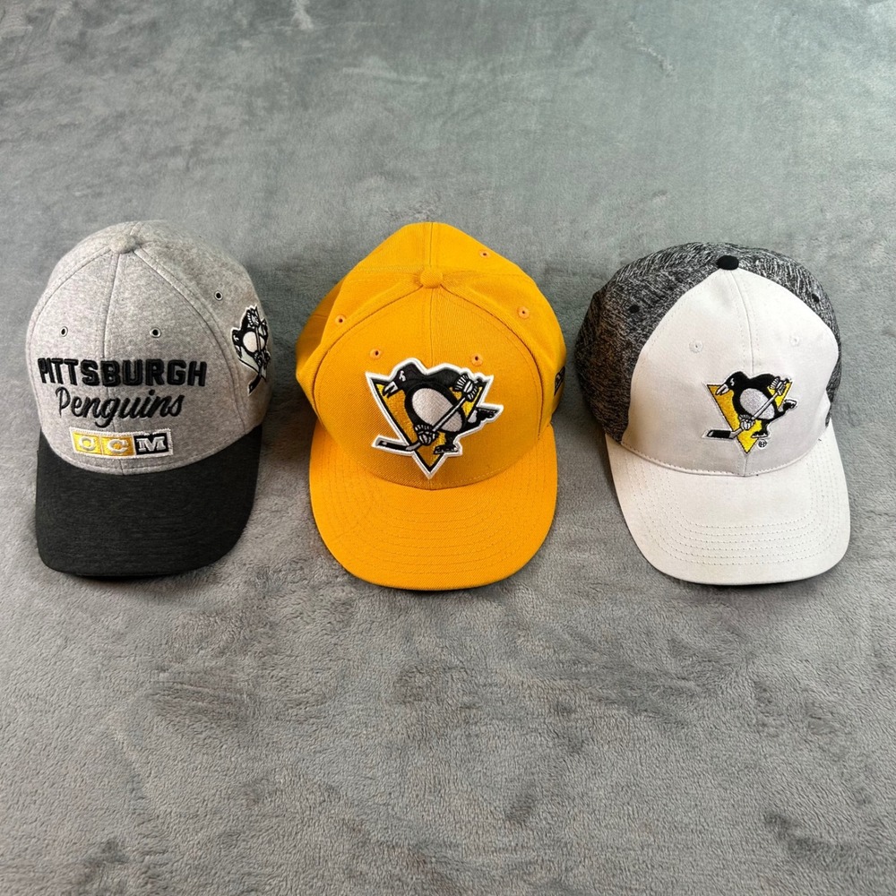 Pittsburgh Penguins NHL Hat Bundle New Era 59FIFTY CCM Snapback Yellow Grey
